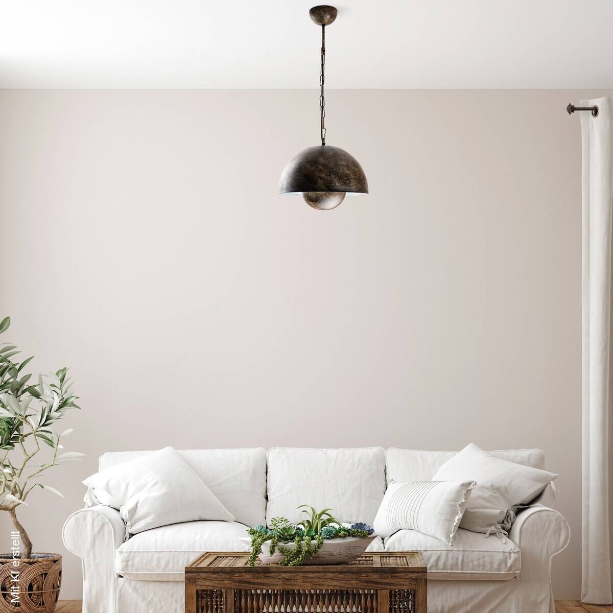 Opviq Pendelleuchte braun B/H/T: ca. 30x70x30 cm E27 1 Brennstellen