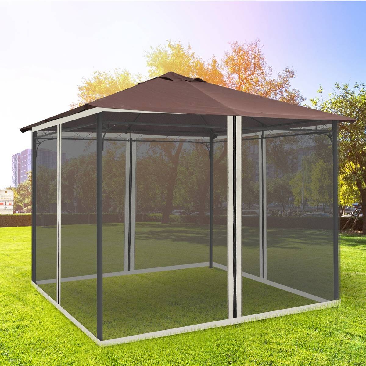 Outsunny Moskitonetz beige B/L: ca. 207x302 cm