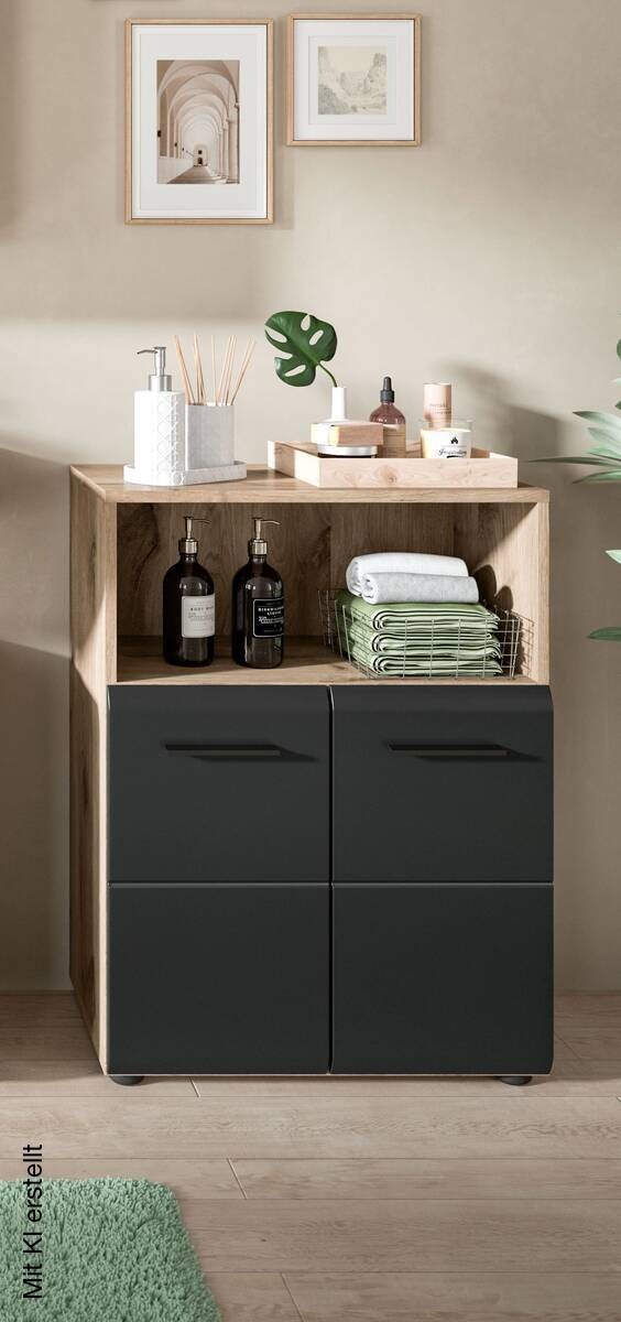 Schrank Ice Nox Oak Nachbildung schwarz matt B/H/T: ca. 60x80x30 cm