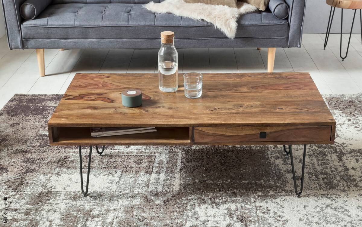 Couchtisch natur schwarz B/H/T: ca. 110x40x60 cm