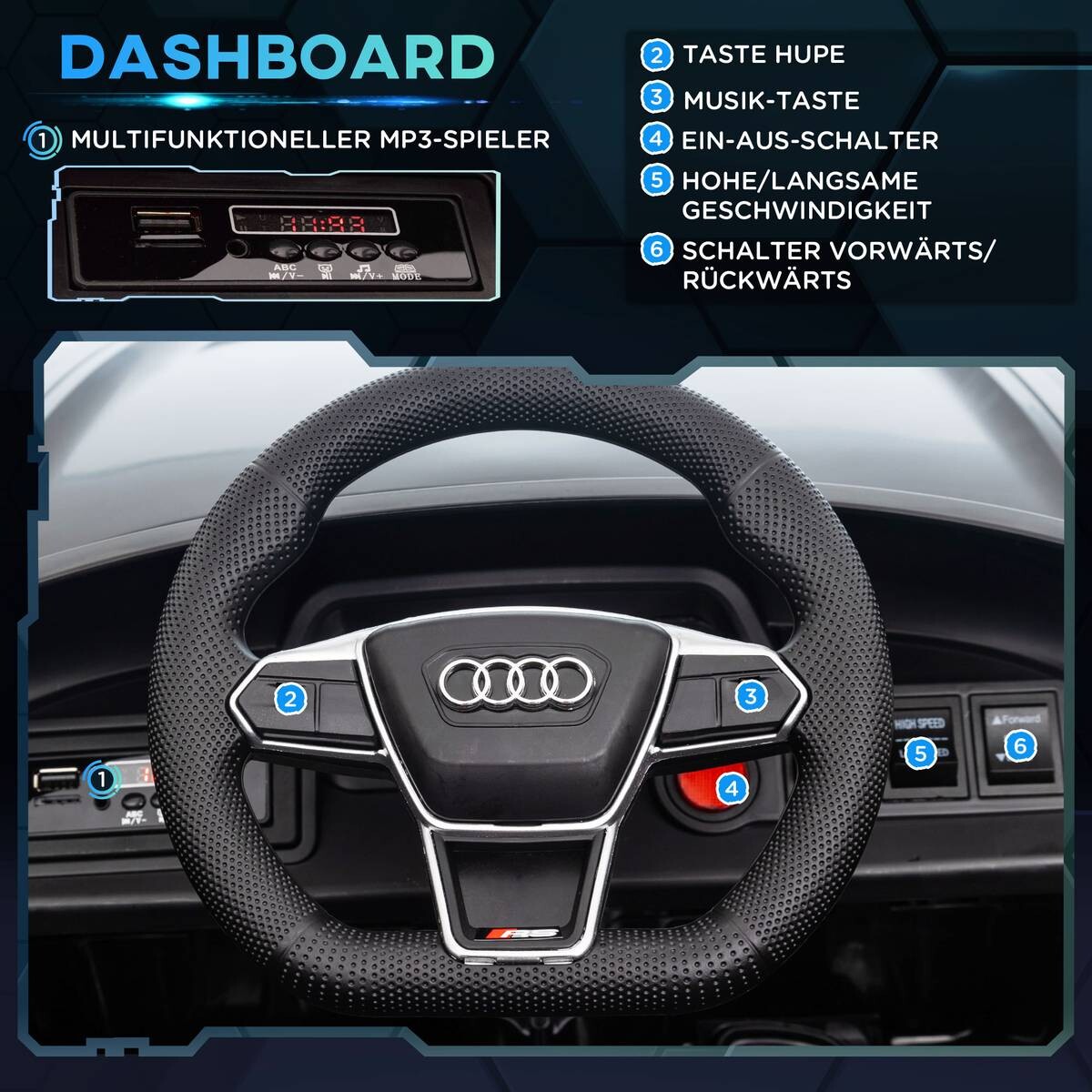 HOMCOM Kinder-Elektroauto schwarz B/H/L: ca. 58x41x103 cm