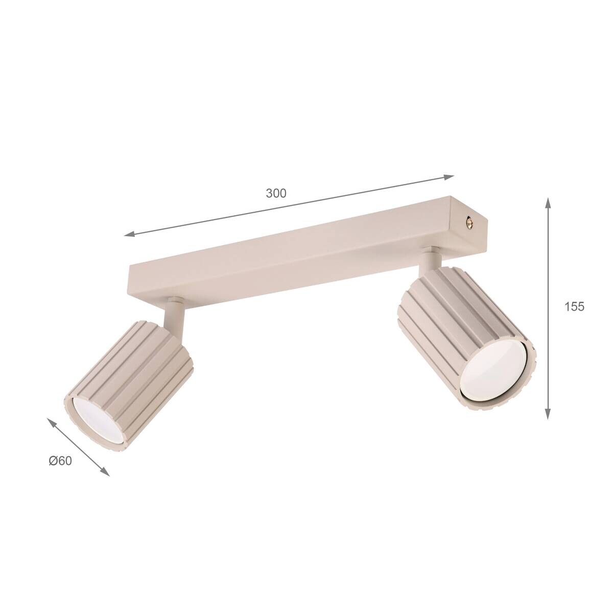 Lamkur Strahler Prisma beige Stahl B/H/L: ca. 6,5x16,5x30 cm 2 Brennstellen