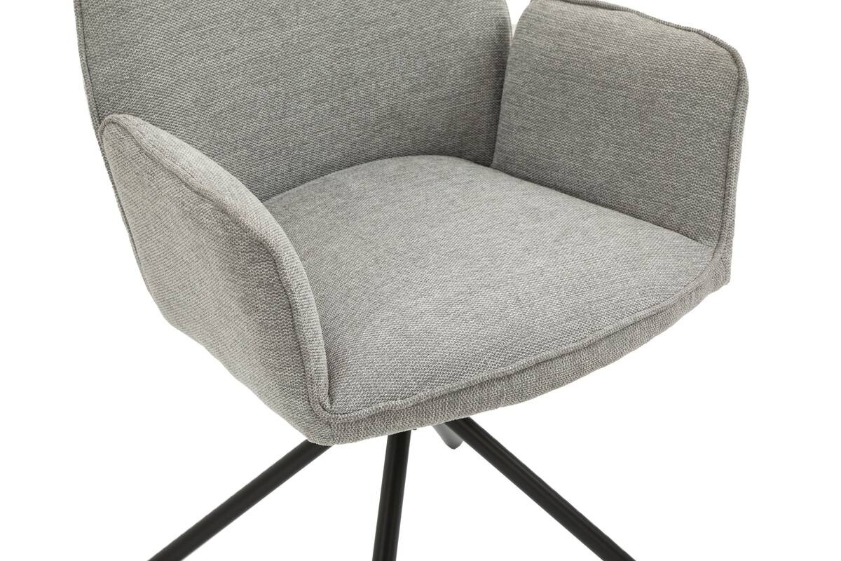 Stuhl BLAIR 2er-Set hellgrau schwarz Webstoff Metall B/H/T: ca. 57x89x61 cm