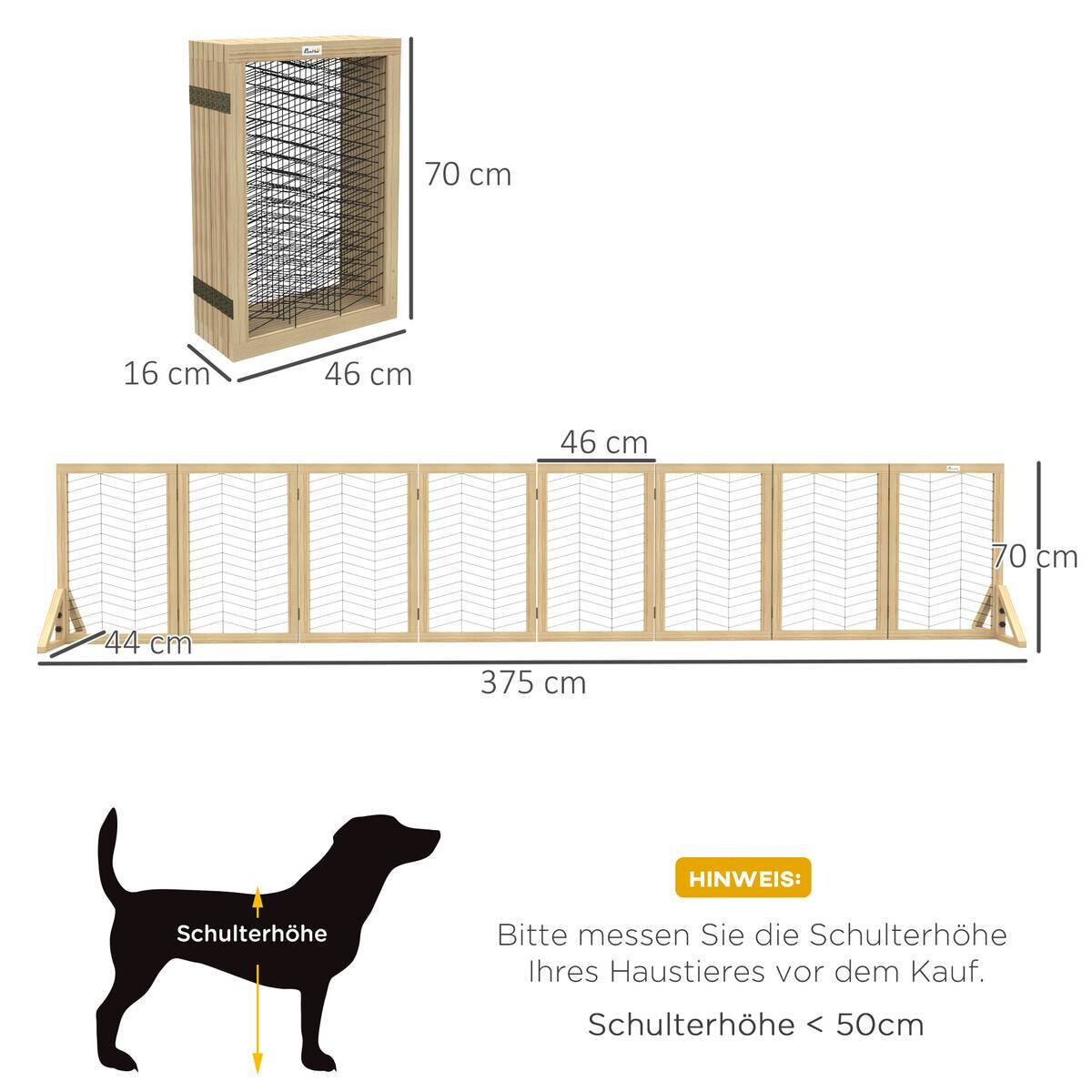 PawHut Hunde-Zubehör natur Edelstahl B/H/L: ca. 44x375x70 cm