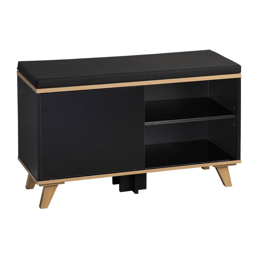 Schuhschrank schwarz Holz B/H/L: ca. 30x48x77 cm