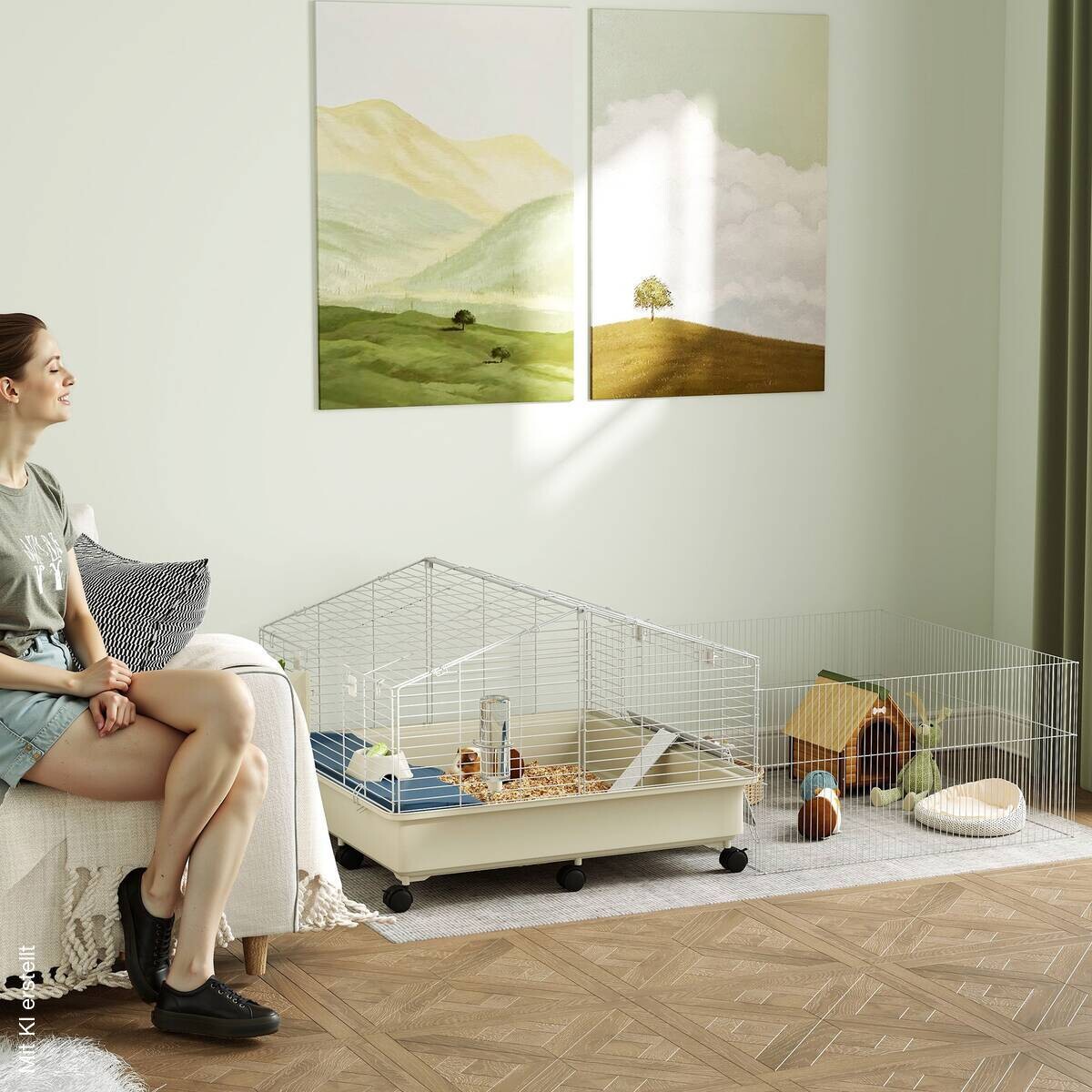 PawHut Kleintierkäfig mehrfarbig Stahl B/H/L: ca. 88x63x173 cm
