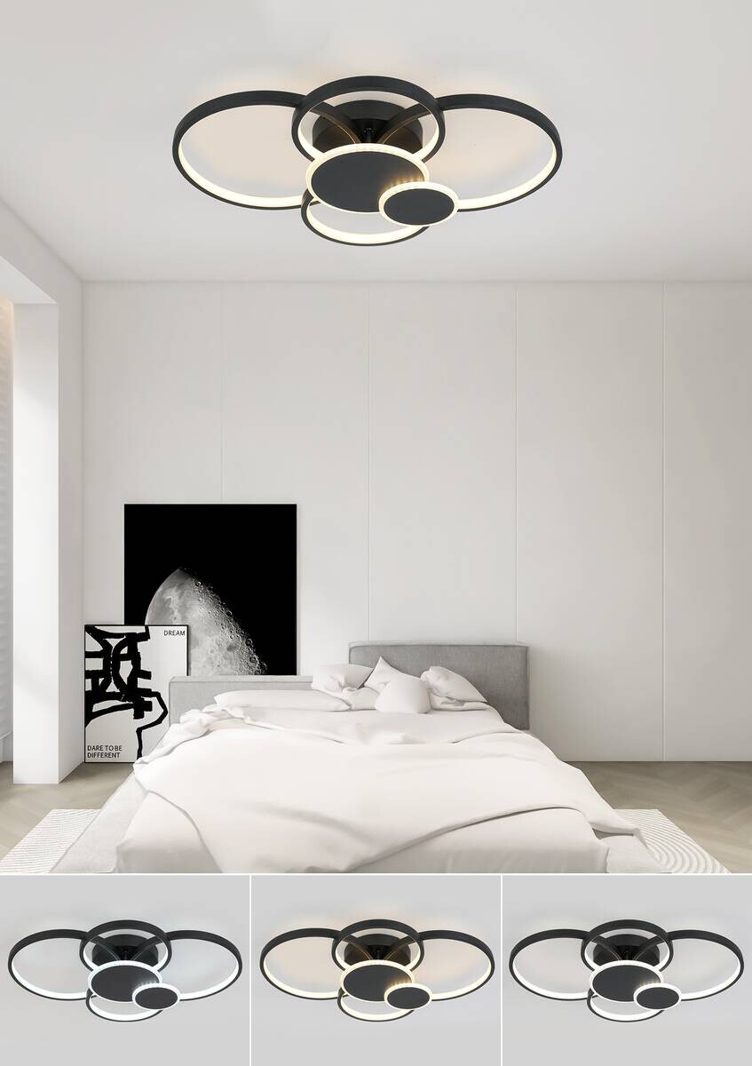Nolo LED-Deckenleuchte Ring schwarz Metall B/H/L: ca. 46x10x65 cm