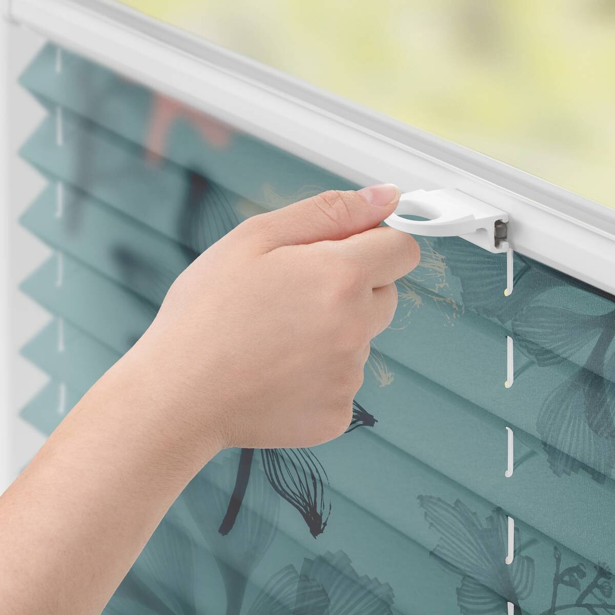 LICHTBLICK Spannplissee Aqua Floral blau B/L: ca. 80x130 cm