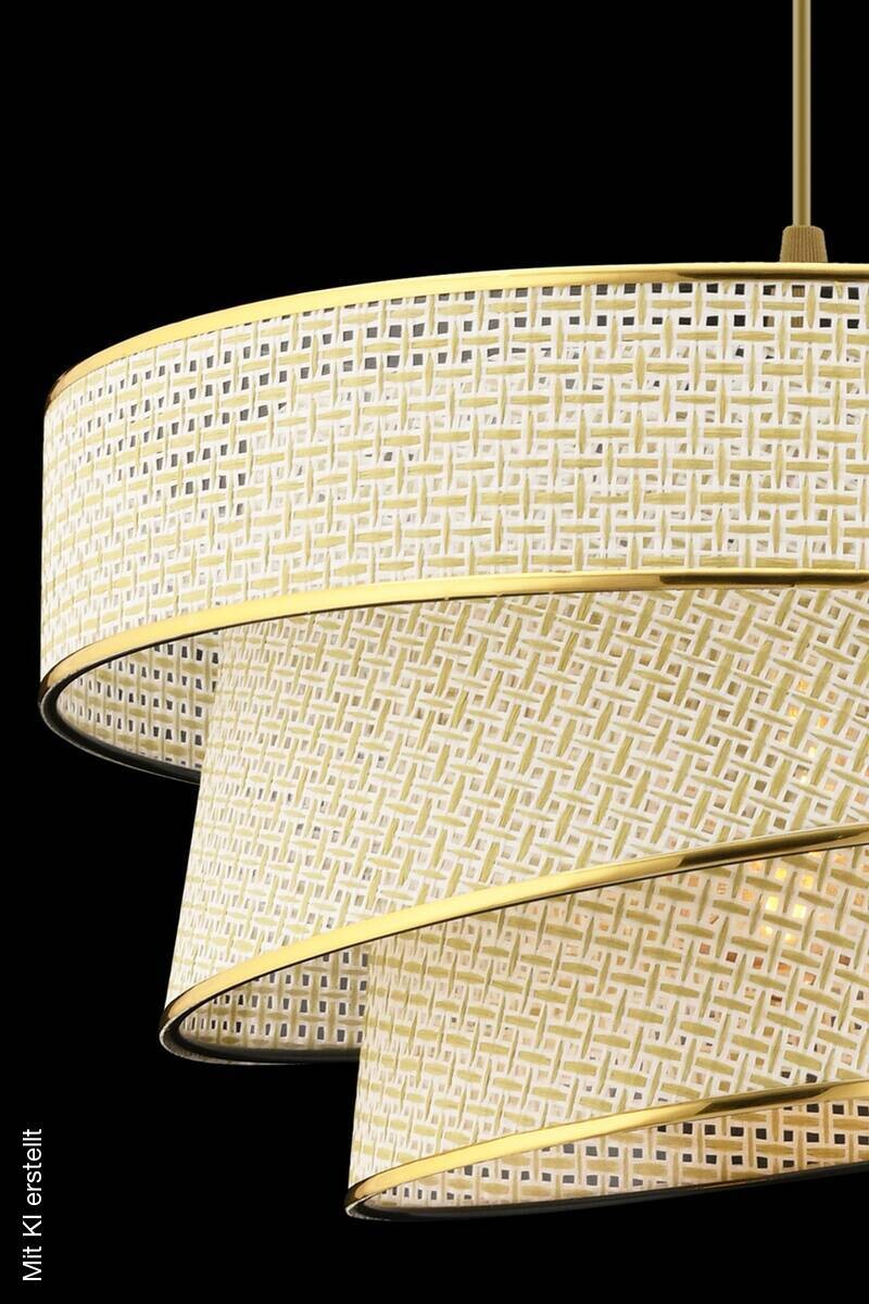 Opviq Pendelleuchte Couper gold creme Metall Baumwolle B/H/L: ca. 40x72x40 cm E27 1 Brennstellen