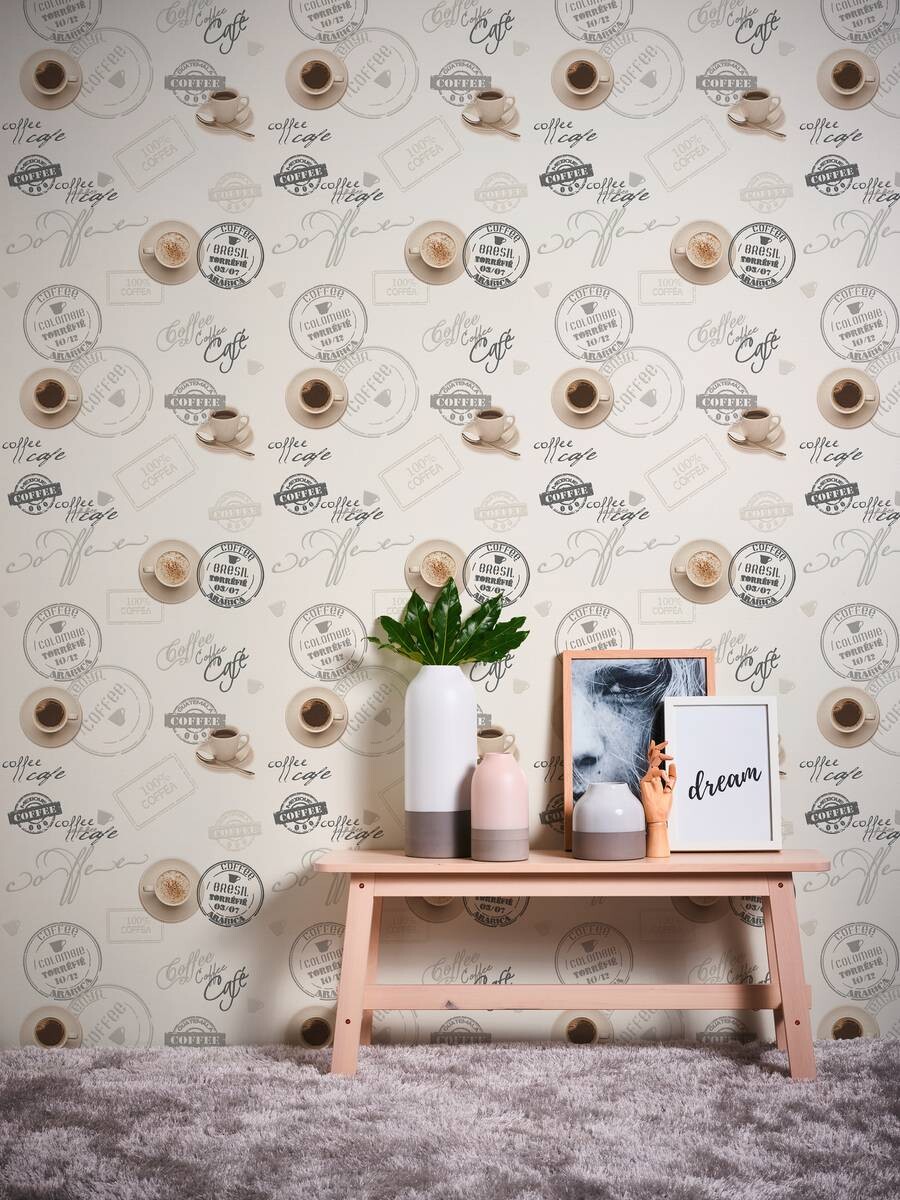 Vinyltapete Coffee beige B/L: ca. 53x1005 cm