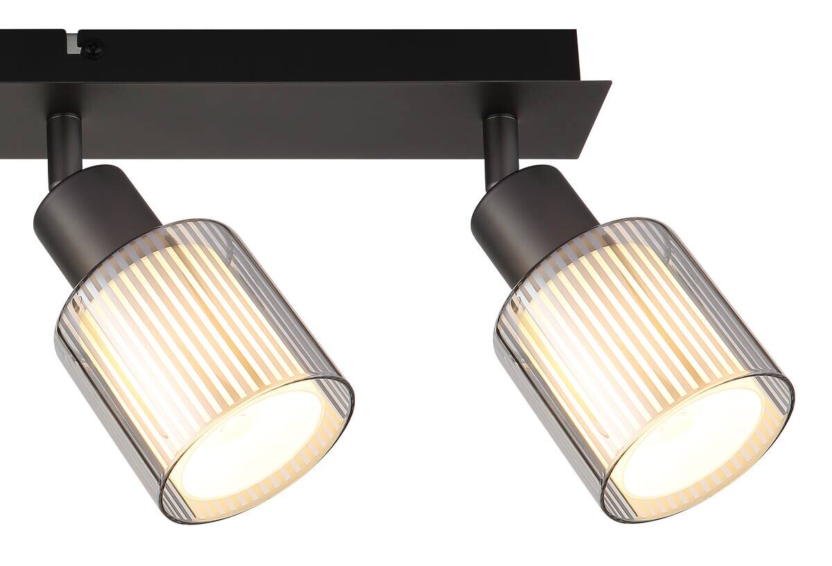 GLOBO Strahler Chrom schwarz Metall Glas B/H/L: ca. 10,5x56,5x16,5 cm E14 4 Brennstellen