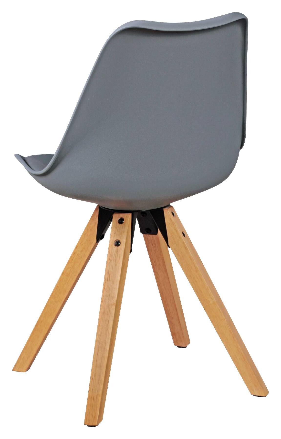 Stuhl 2er-Set grau grau natur Kunststoff Kunstleder Echtholz B/H/T: ca. 49x87x52 cm