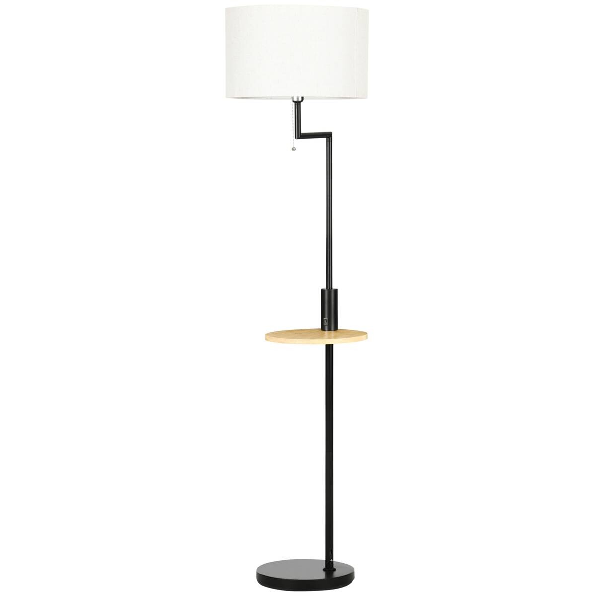 HOMCOM Stehlampe cremeweiß Stahl Bambus Polyester B/H/T: ca. 40x168x40 cm