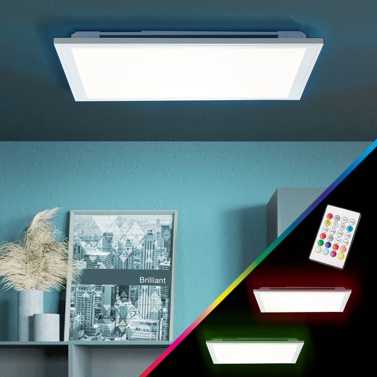 Brilliant LED-Deckenleuchte weiß B/H/L: ca. 39,6x39,6x5,3 cm