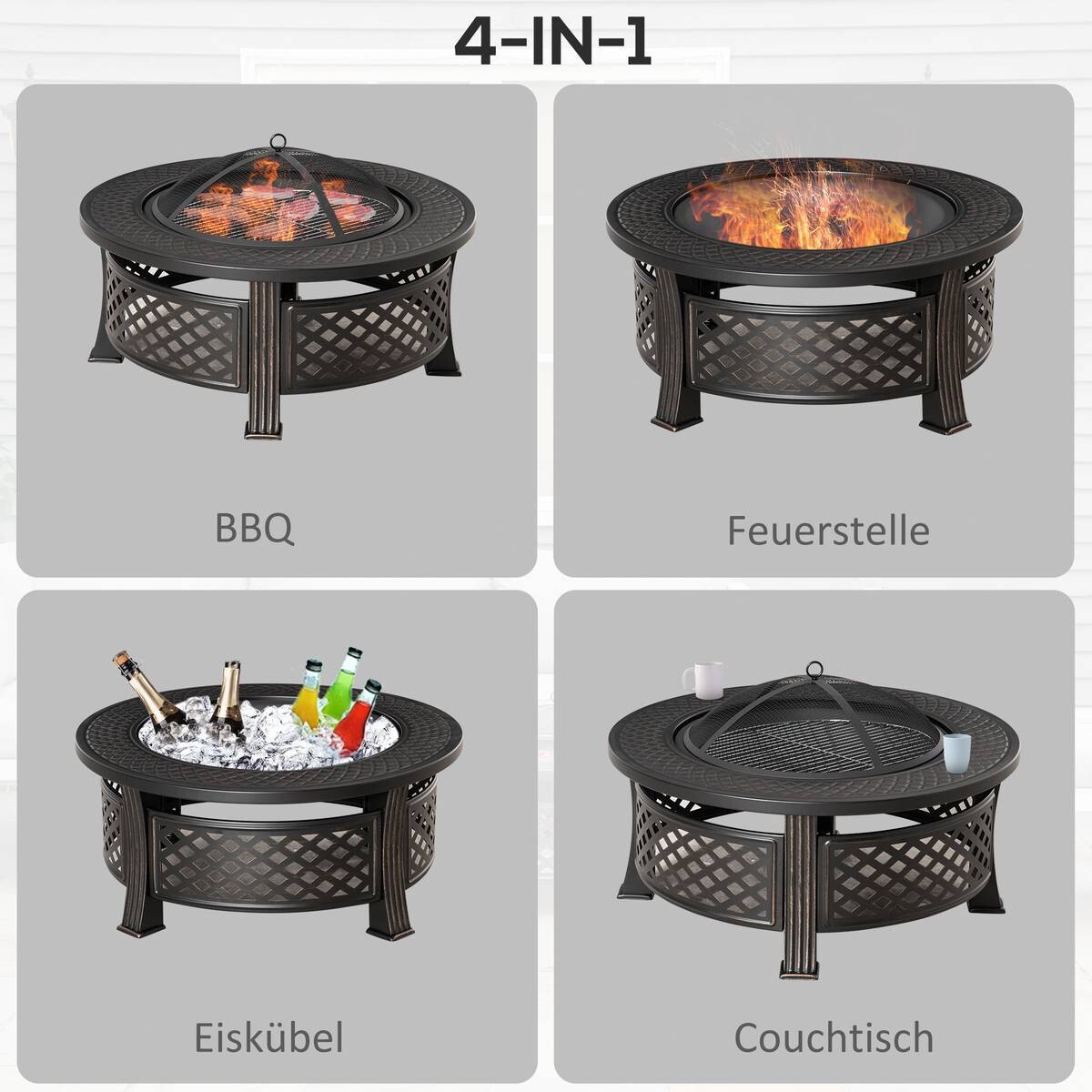Outsunny Feuerschale schwarz Polyester B/H/L: ca. 81x50x81 cm