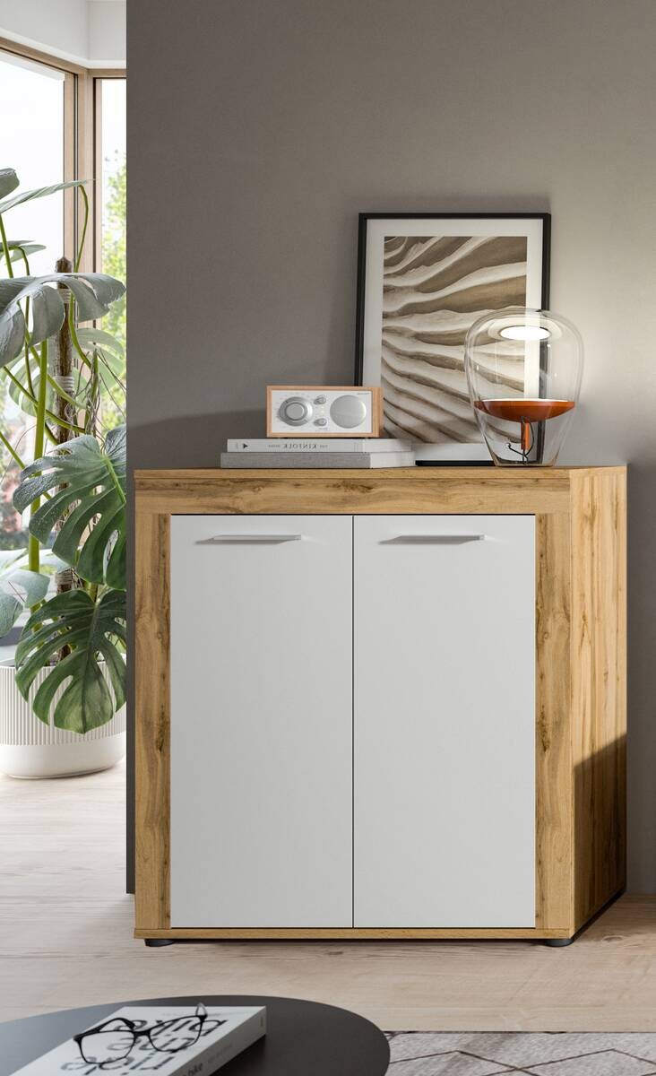 Highboard Jam Eiche Wotan Nachbildung weiß B/H/T: ca. 80x88x35 cm