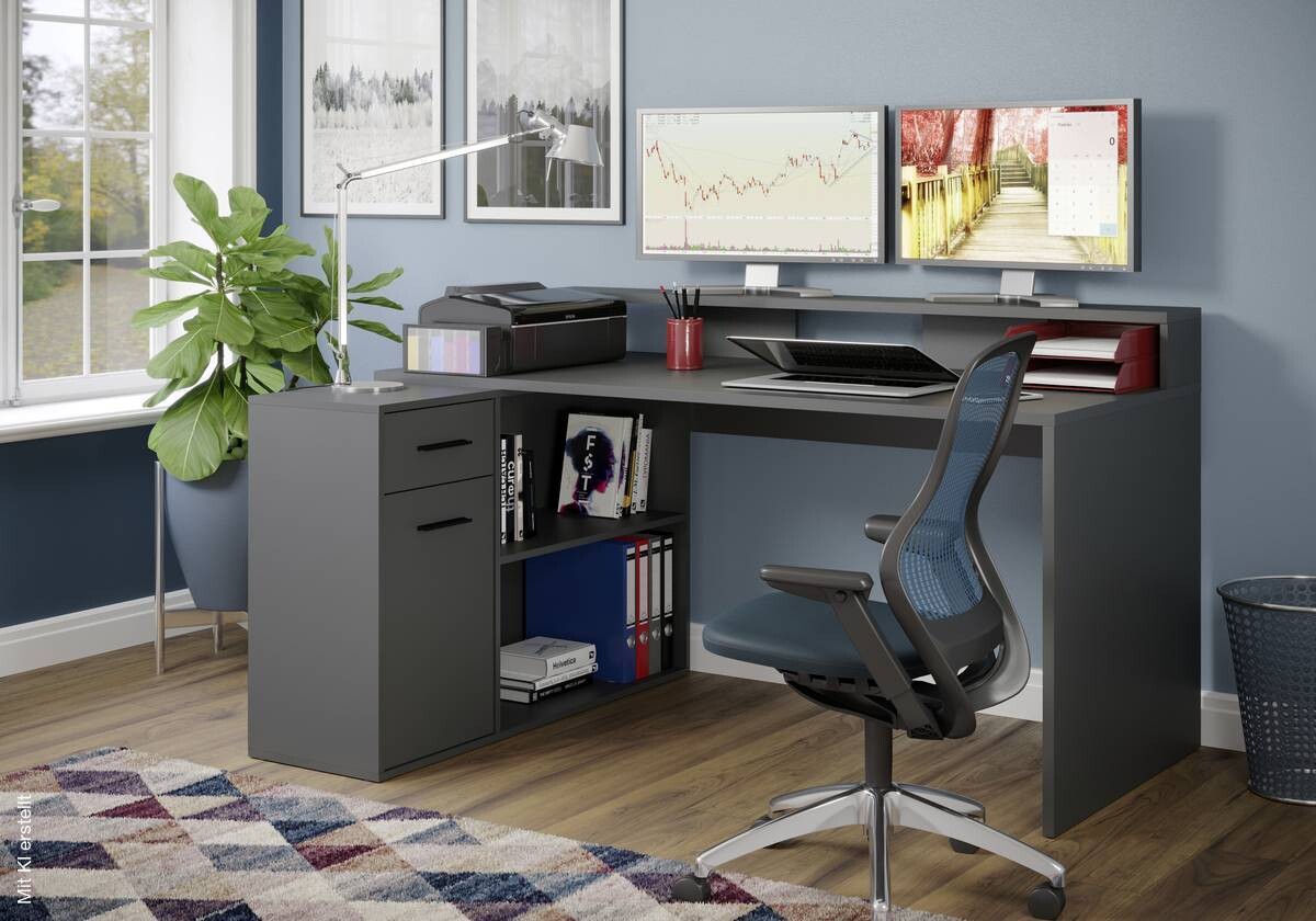 Schreibtisch Gamer anthrazit matt B/H/T: ca. 160x92x115 cm