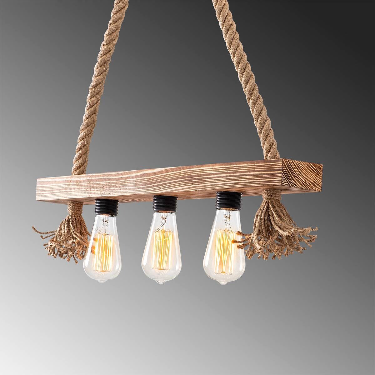 Opviq Deckenleuchte Erebos natur Holz B/H/T/L: ca. 9x60x9x60 cm E27 3 Brennstellen