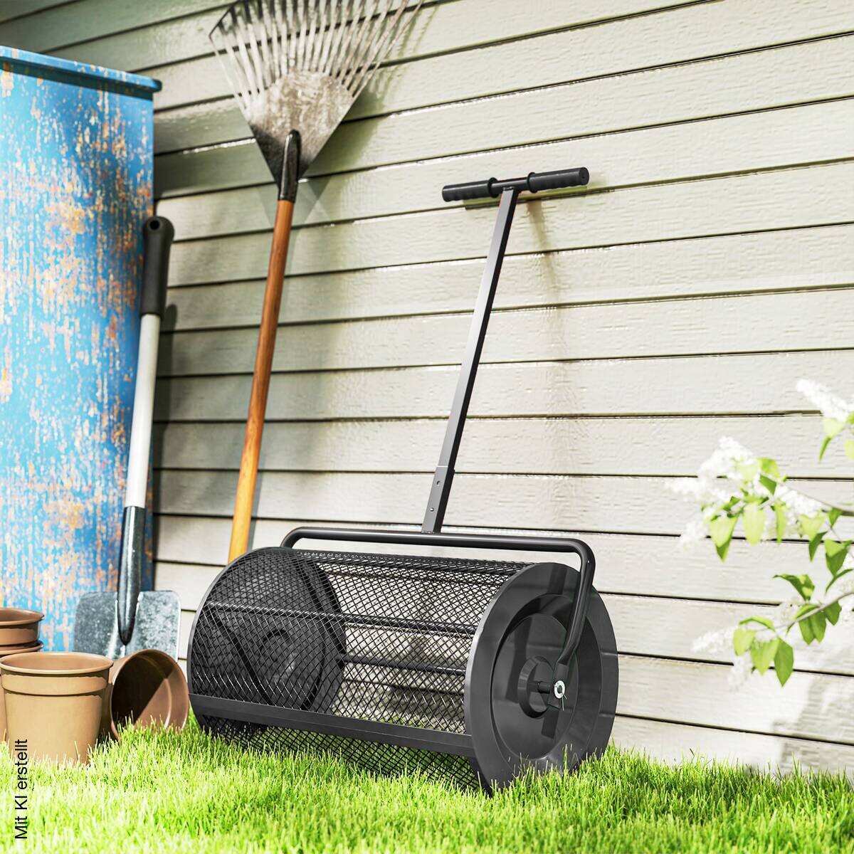 Outsunny Kompoststreuer schwarz B/H/T/L: ca. 40x112x40x70 cm