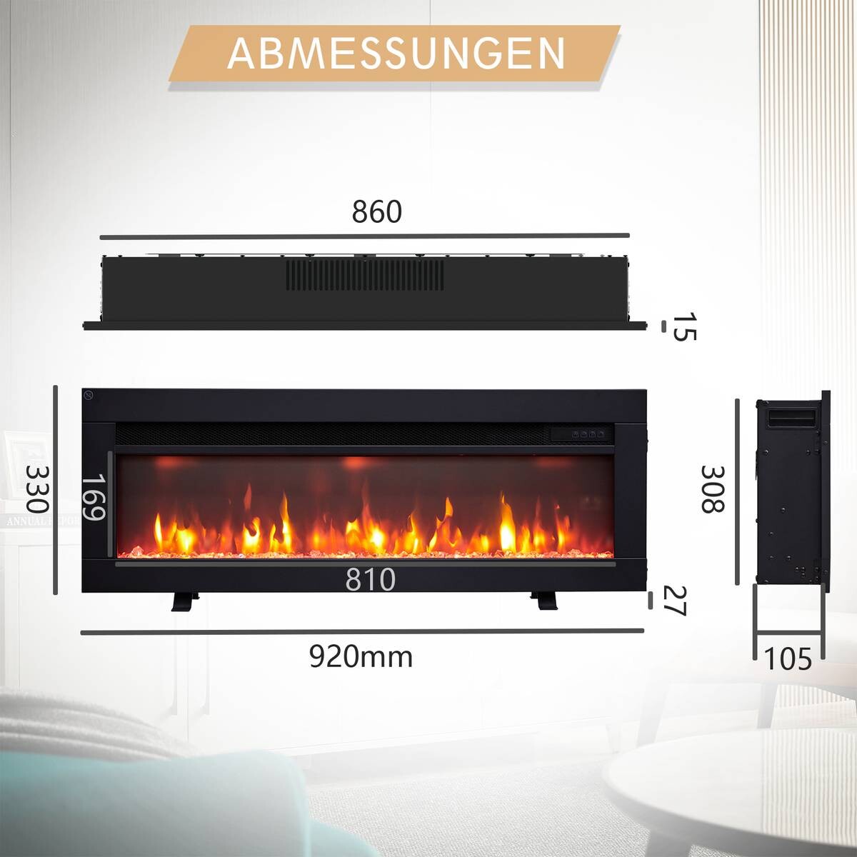 Balderia Elektrischer-Kamin Agnes 36 B/H/T: ca. 86x30,8x10,5 cm ca. 2000 W