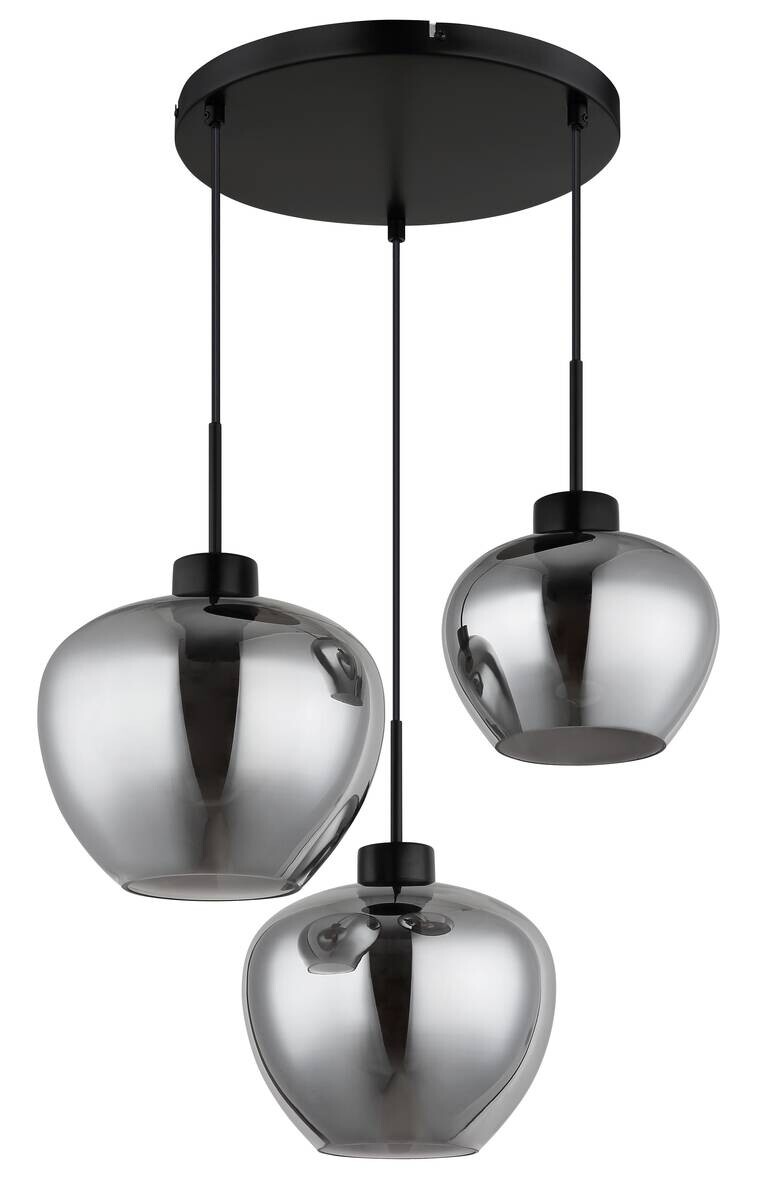 Pendelleuchte Matt schwarz Rauch Metall H/D: ca. 120x53 cm E27 3 Brennstellen