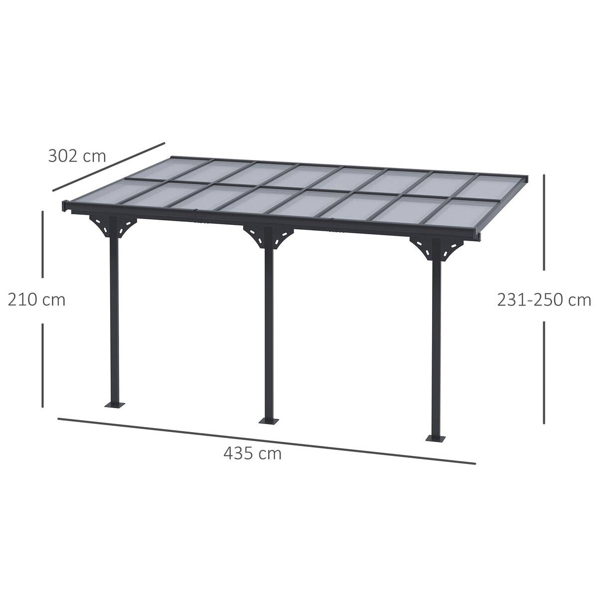 Outsunny Pavillon grau Aluminium B/H/L: ca. 302x250x435 cm