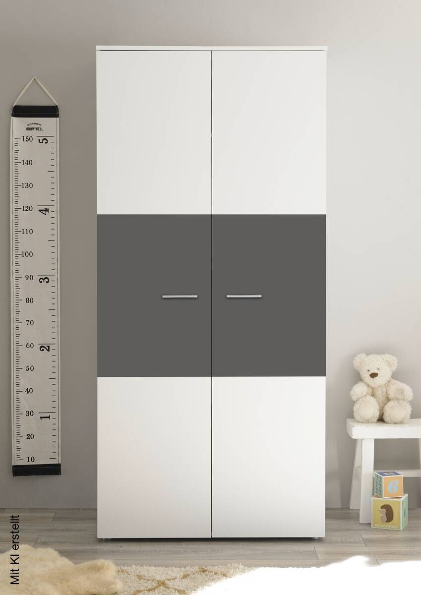 Kleiderschrank Alex weiß Graphit B/H/T: ca. 90x195x60 cm