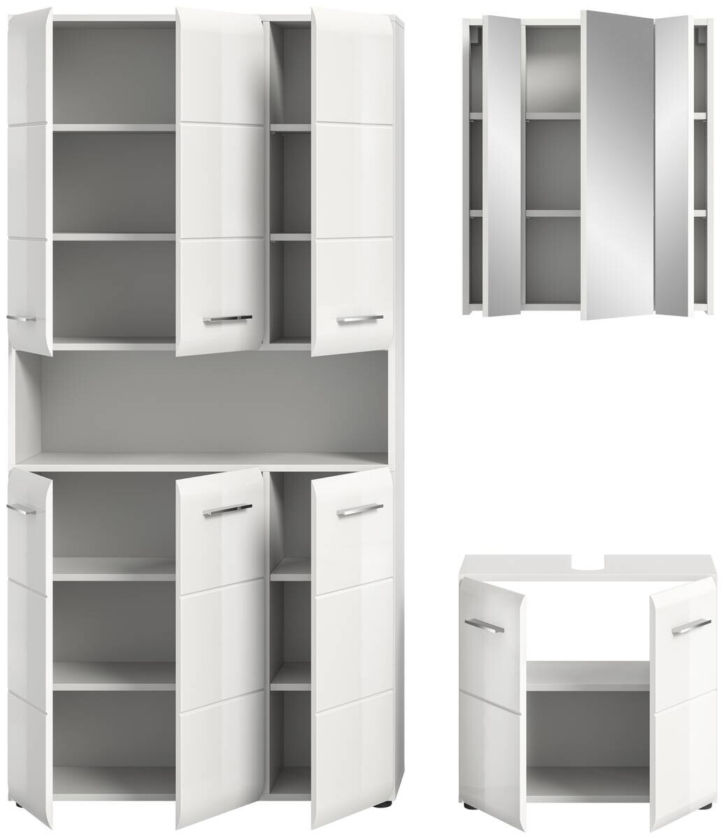 Badezimmer-Set Ice weiß weiß Hochglanz B/H/T: ca. 165x185x30 cm