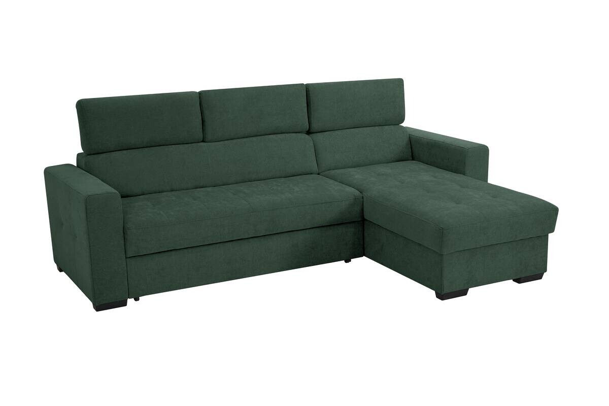 Ecksofa mit Bettfunktion und Bettkasten grün Microfaser B/T: ca. 238x170 cm