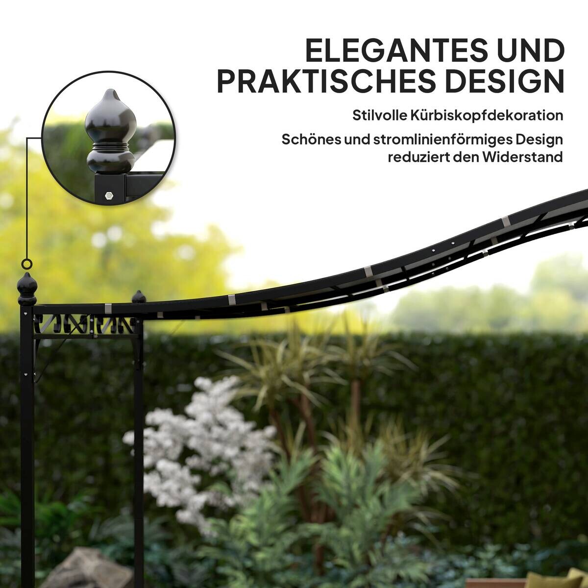 Outsunny Anbaupavillon dunkelgrau Metall B/H/L: ca. 298x250x248 cm