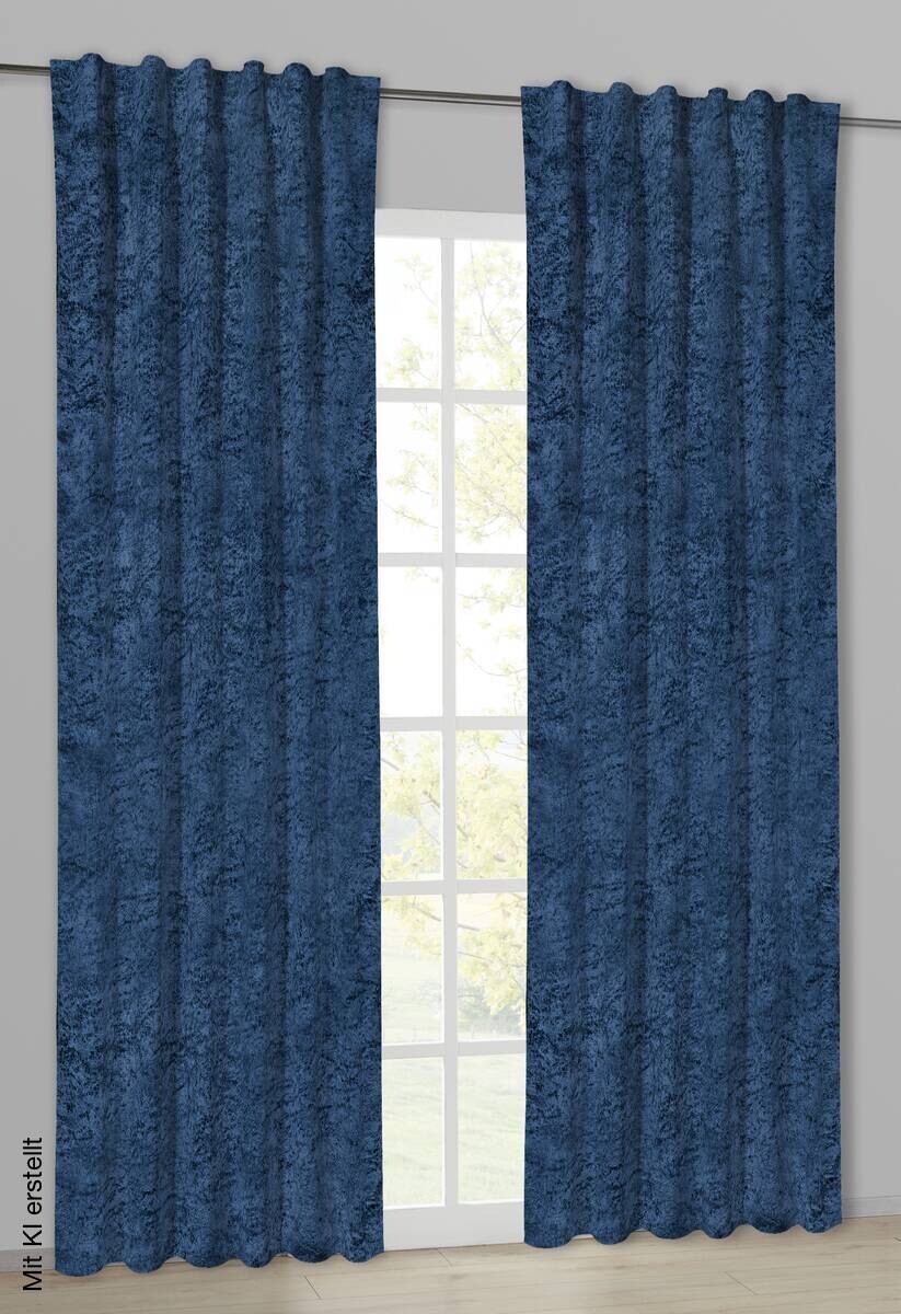 Thermovorhang Frozen ultramarineblau 100% Polyester B/L: ca. 140x245 cm