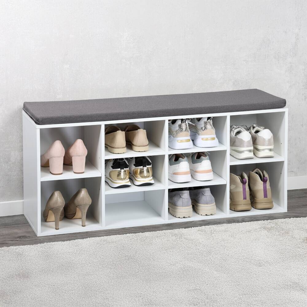 Kesper Schuhschrank mit Sitzkissen grau Textil B/H/L: ca. 29,5x48x1035 cm