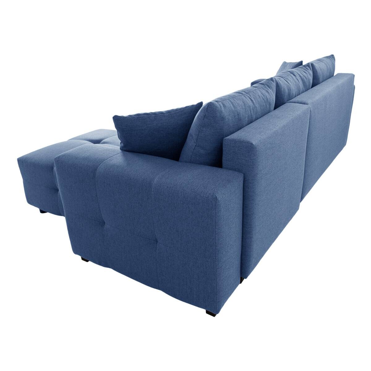 Ecksofa mit Bettfunktion und Bettkasten blau Webstoff B/H/T: ca. 247x83x162 cm