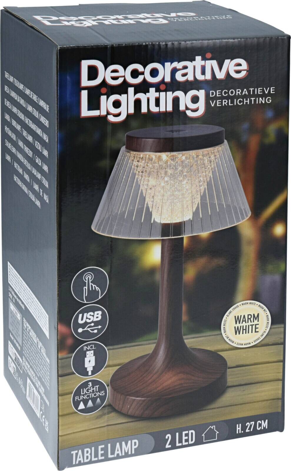 LED-Tischleuchte braun Kunststoff H/D: ca. 27,5x15 cm