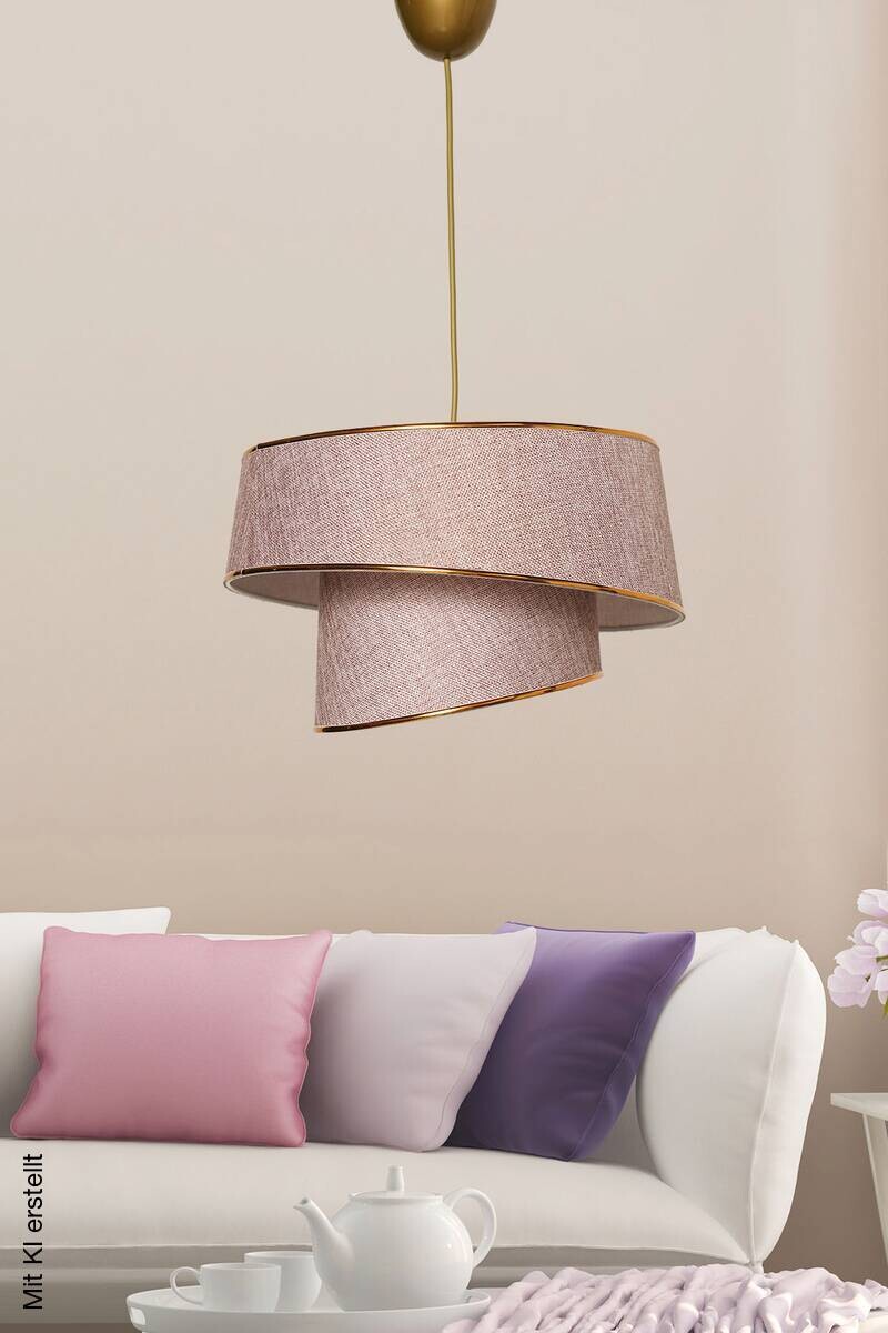 Opviq Pendelleuchte Barette gold Metall Stoff B/H/L: ca. 32x70x32 cm E27 1 Brennstellen