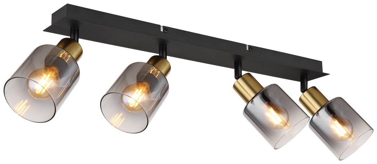 GLOBO Spot Hollsy schwarz Rauch Metall Glas B/H/L: ca. 8x18x55 cm E14 4 Brennstellen