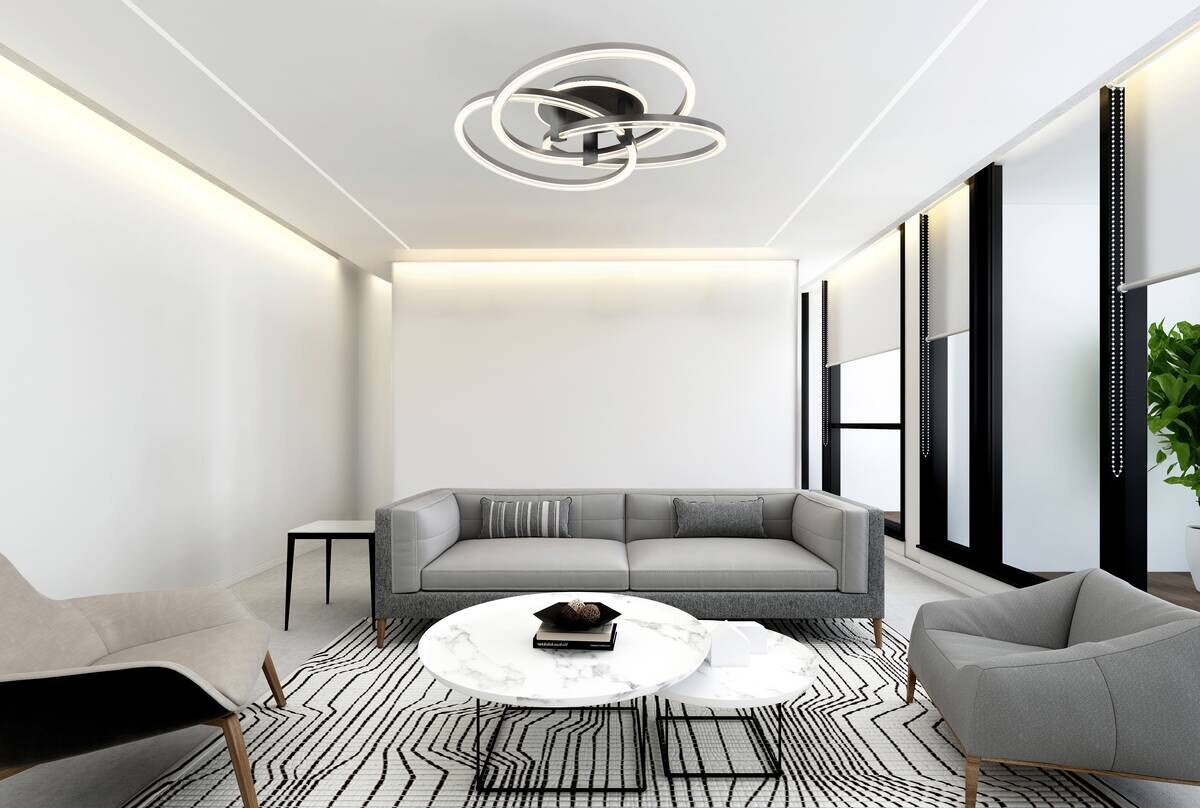 GLOBO Deckenleuchte Opal anthrazit Metall Aluminium H/D: ca. 25x78 cm 1 Brennstellen