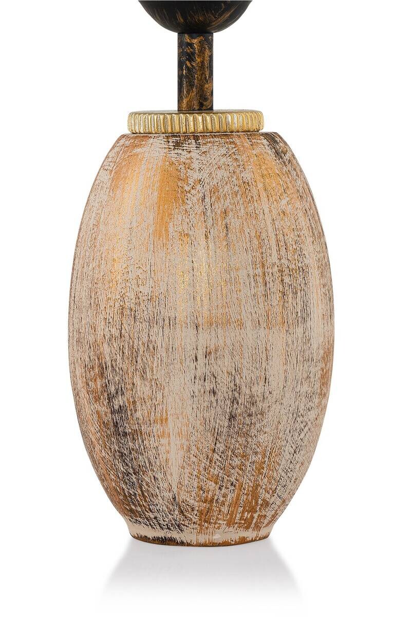 Opviq Tischleuchte gold beige Stoff Metall B/H/T/L/D: ca. 30x50x30x30x30 cm E27 1 Brennstellen