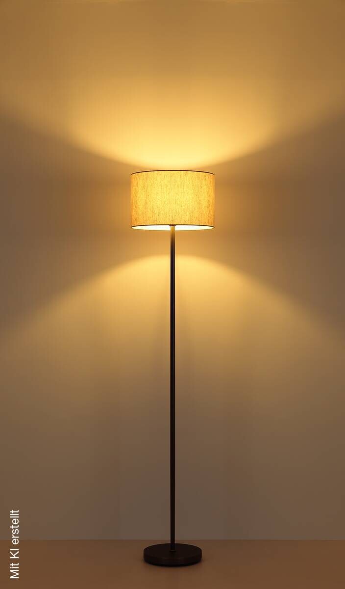 GLOBO Stehlampe creme schwarz Metall Leinen H/D: ca. 160x35 cm E27 1 Brennstellen