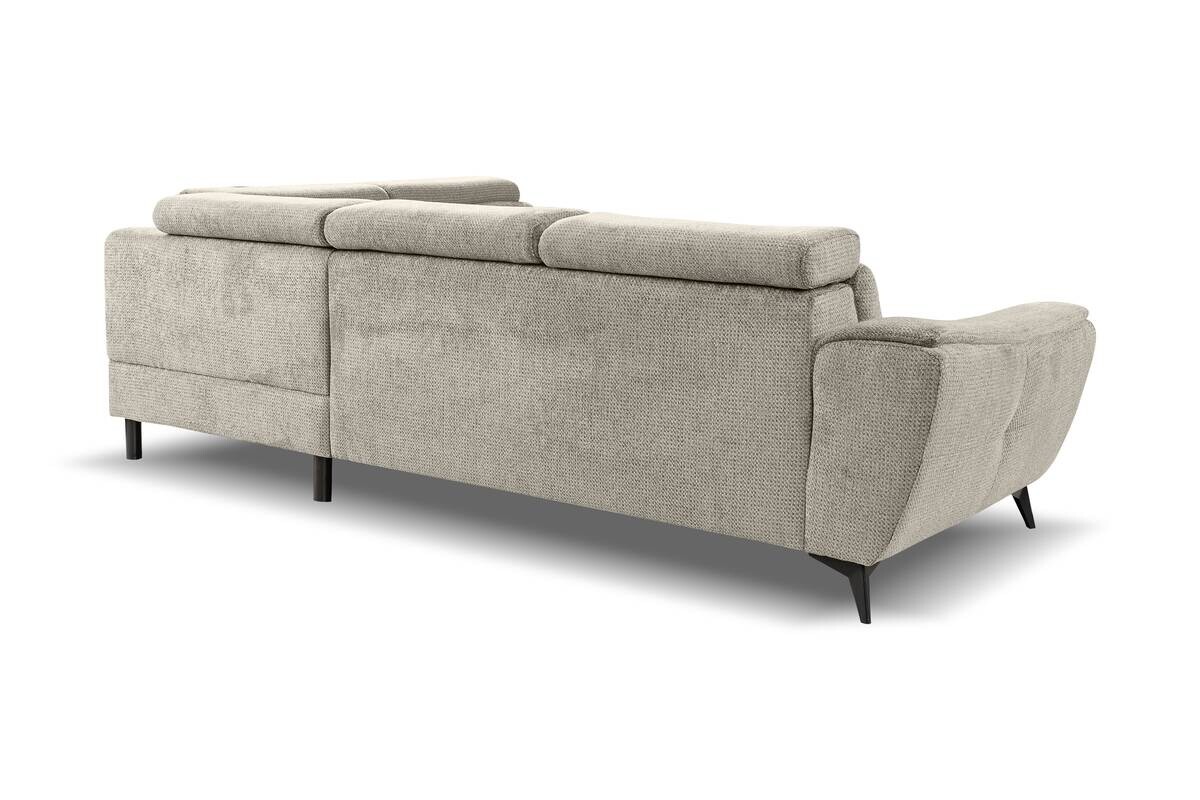 Ecksofa mit Bettfunktion und Bettkasten Greige Microfaser B/H/T: ca. 274x82x231 cm