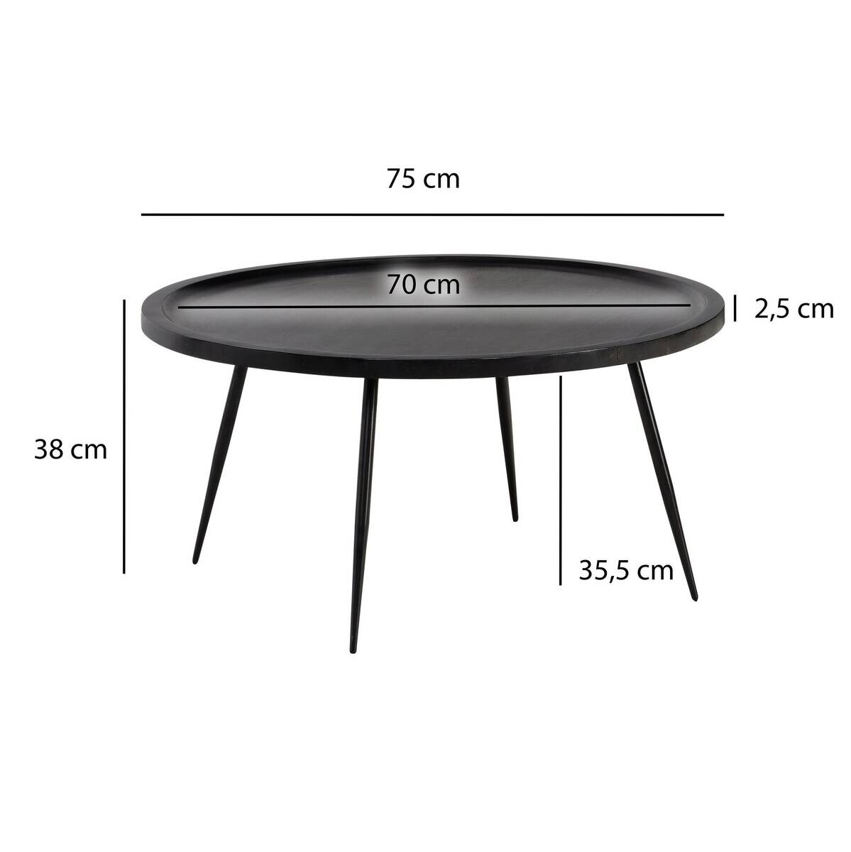 Couchtisch schwarz H/D: ca. 38x75 cm
