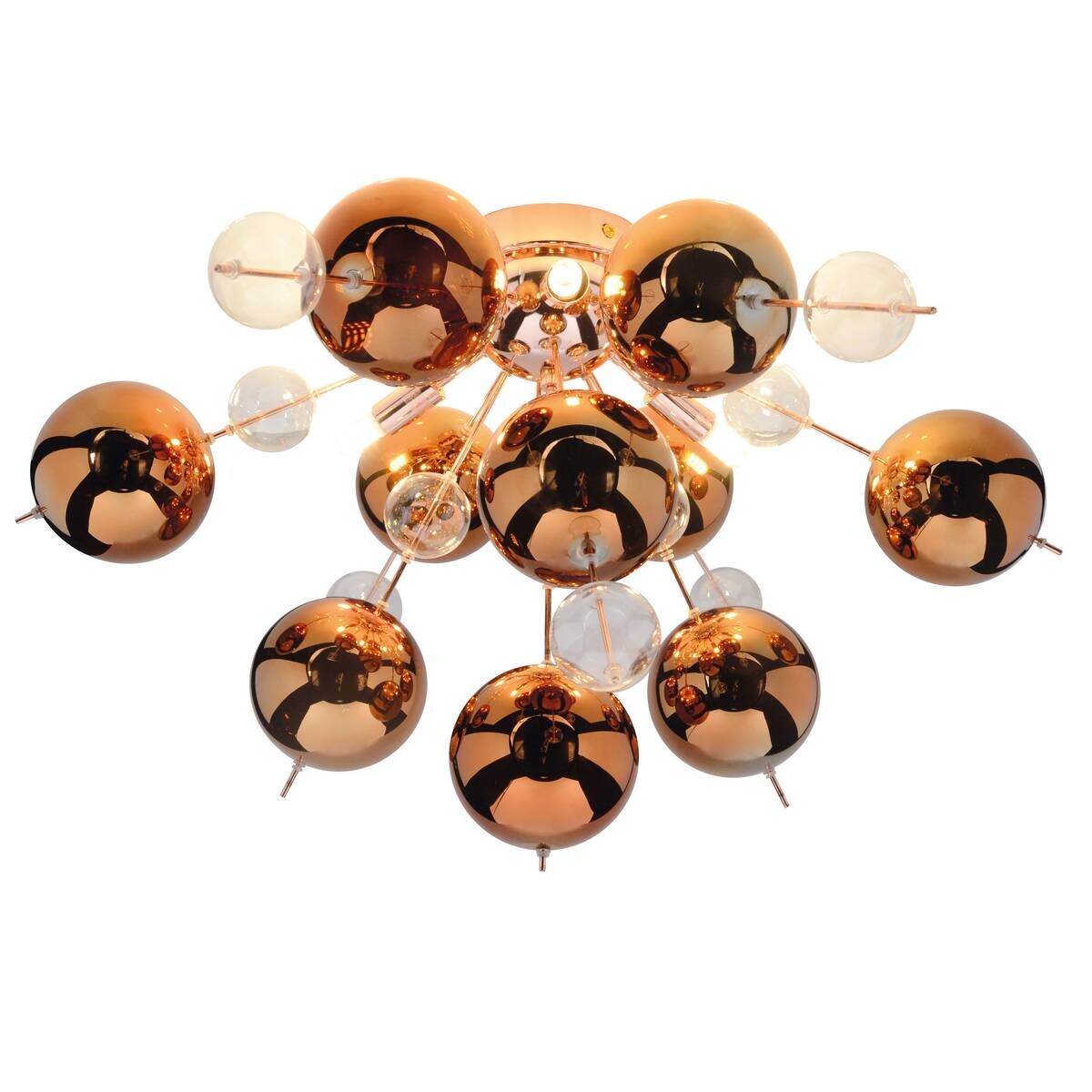 Näve Leuchten Deckenleuchte 1085147 Kupfer Glas Metall B/H/T: ca. 57x38x57 cm G9 6 Brennstellen