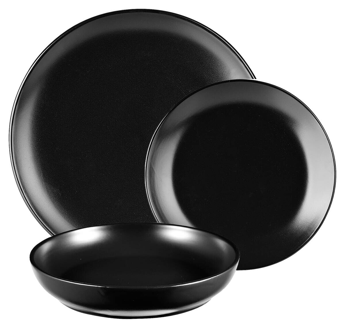 BERGNER Geschirrset CHARCOAL schwarz Steingut 12 tlg.