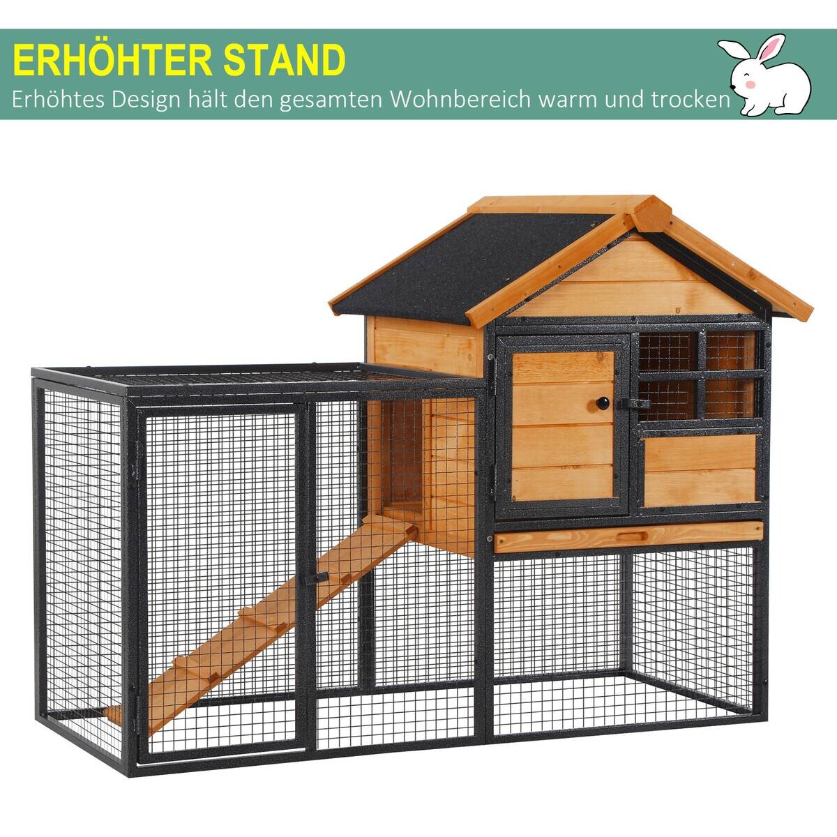 PawHut Stall dunkelgrau Holz B/H/L: ca. 63x122x92 cm