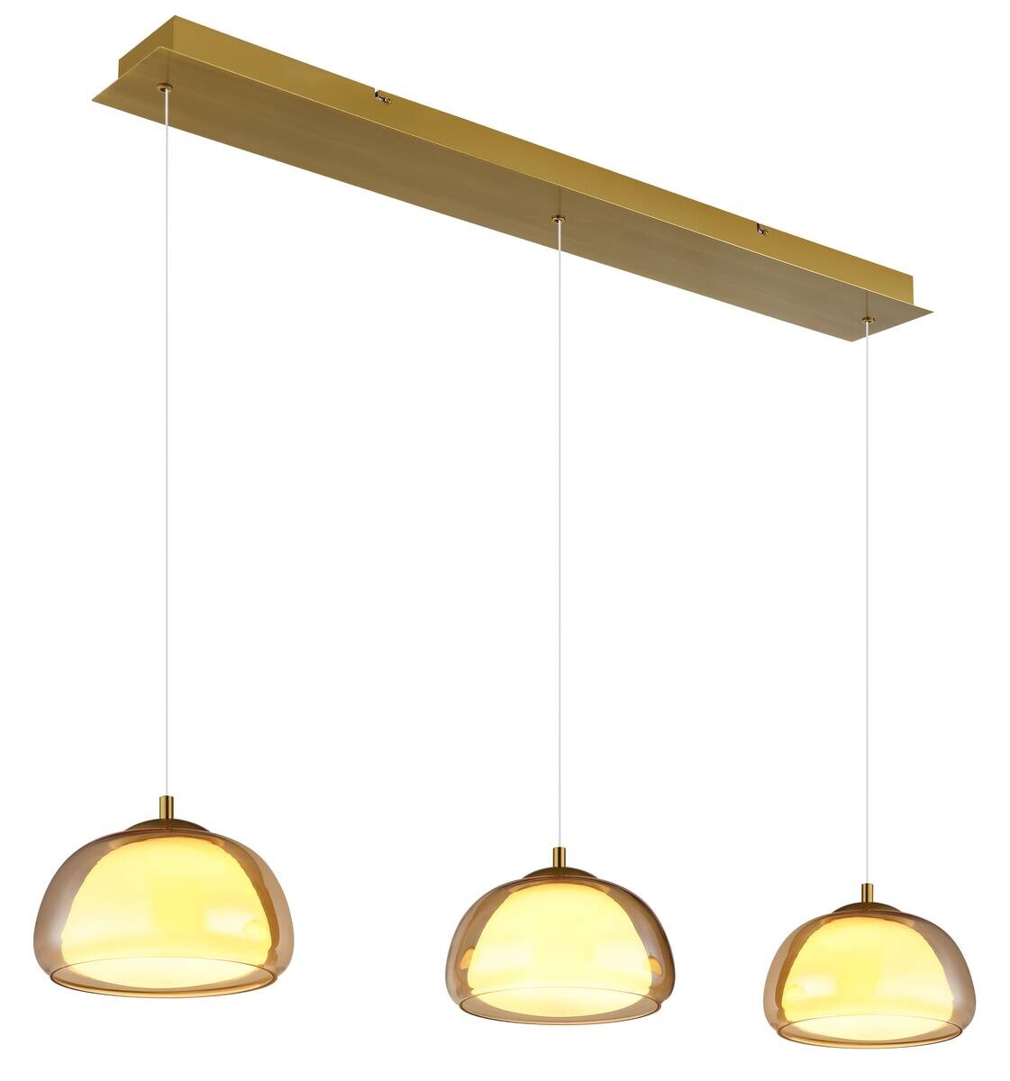 GLOBO Hängeleuchte gold Metall Glas B/H/L: ca. 36x21x101 cm