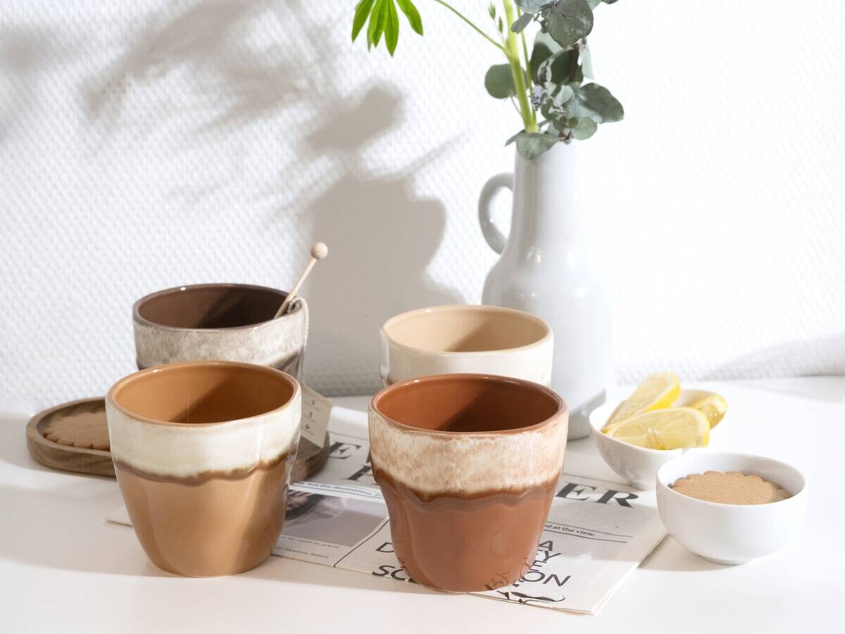 CreaTable Teetassenset Squeezy Mocha braun Steinzeug 4 tlg.