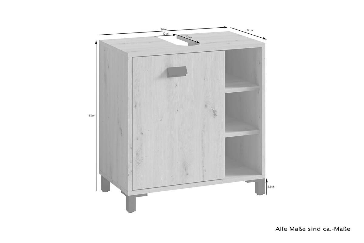 Waschbeckenunterschrank WELLNESS weiß B/H/T: ca. 60x62x34 cm