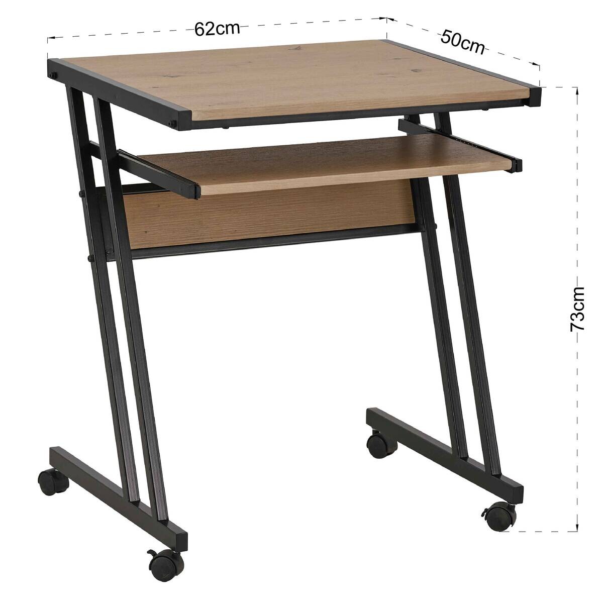 Computerrollwagen Elvie Oak B/H/T: ca. 62x73x50 cm