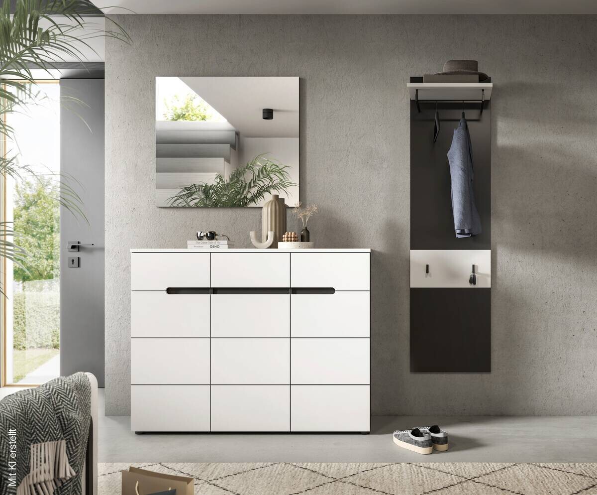 Garderobe Canu basaltgrau Nachbildung weiß B/H/T: ca. 180x190x37 cm