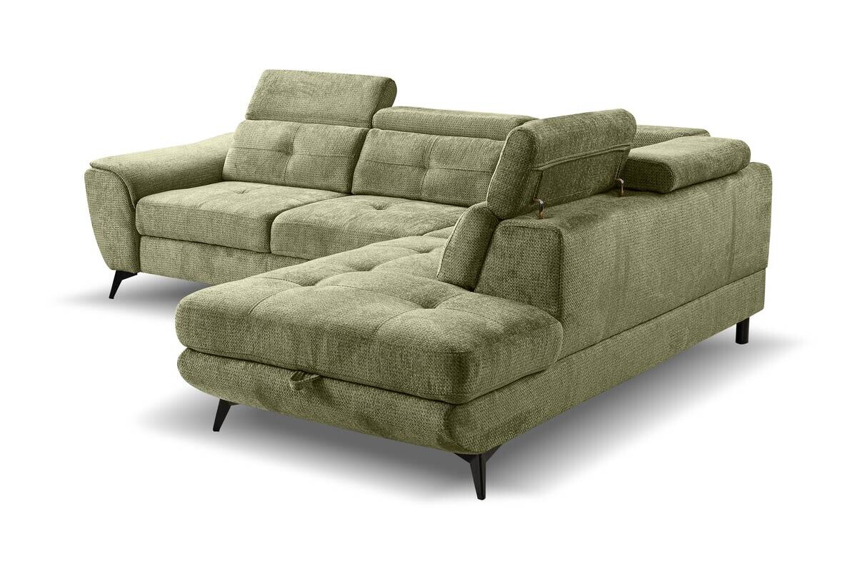 Ecksofa mit Bettfunktion und Bettkasten moosgrün Microfaser B/H/T: ca. 274x82x231 cm